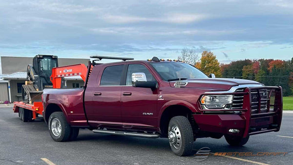 2023 RAM 3500 Dually Longhorn with a custom painted Steelcraft Elevation Front Bumper 60-12280C