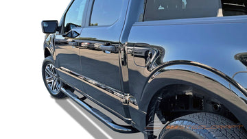214500, Ford, Ford F-150, Ford F-250 Super Duty, Ford F-350 Super Duty, Ford F150 Lightning, 2015, 2016, 2017, 2018, 2019, 2020, 2021, 2022, 2023, 2024, 2025, 15, 16, 17, 18, 19, 20, 21, 22, 23, 24, 25, SuperCrew, Light Duty, Sidebars, 3 Round Sidebars