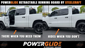 Ram 1500 Crew Cab 19-23 PowerGlide Retractable Running Board, Retractable Running Board, Ram, Powersteps, PowerGlide, Power Steps, heavy-duty extruded aluminum, PowerGlide Retractable Boards, Rocker Panel Mounting, Crew Cab, Dodge, RAM 1500