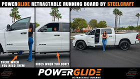 Ram 1500 Crew Cab 19-23 PowerGlide Retractable Running Board, Retractable Running Board, Ram, Powersteps, PowerGlide, Power Steps, heavy-duty extruded aluminum, PowerGlide Retractable Boards, Rocker Panel Mounting, Crew Cab, Dodge, RAM 1500