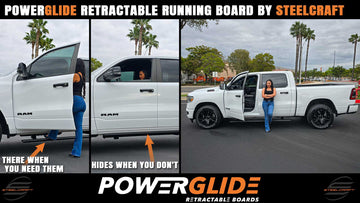 Ram 1500 Crew Cab 19-23 PowerGlide Retractable Running Board, Retractable Running Board, Ram, Powersteps, PowerGlide, Power Steps, heavy-duty extruded aluminum, PowerGlide Retractable Boards, Rocker Panel Mounting, Crew Cab, Dodge, RAM 1500