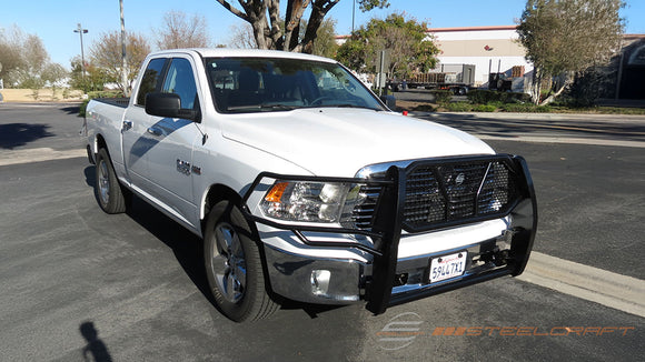 Steelcraft HD Grille Guards | 2009-2018 Dodge RAM 1500 / 19-24 RAM 1500 Classic  (Excl. Rebel, Warlock & Sport| Model and models w/1 piece platic bumper cover) | Black| Model 50-2250