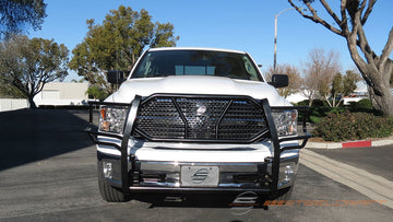 Steelcraft HD Grille Guards | 2009-2018 Dodge RAM 1500 / 19-24 RAM 1500 Classic  (Excl. Rebel, Warlock & Sport| Model and models w/1 piece platic bumper cover) | Black| Model 50-2250