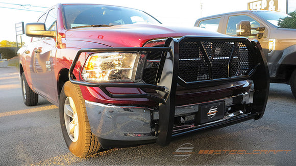 Steelcraft HD Grille Guards | 2009-2018 Dodge RAM 1500 / 19-24 RAM 1500 Classic  (Excl. Rebel, Warlock & Sport| Model and models w/1 piece platic bumper cover) | Black| Model 50-2250