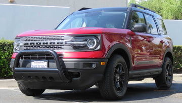 Red Ford Bronco Sport (Excl. Models w/ tow hooks) , 21-24, 71550B, 71550 showing off Steelcraft Automtoive Black Bull Bar