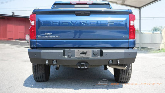 Steelcraft Fortis Rear Bumper | 2019-2024 Chevrolet Silverado/GMC Sierra 1500 / 20-24 Silverado/Sierra 2500/3500 Exclude LD Classic. Excludes 2022+ with Super Cruise | Textured Black | Model 76-20490