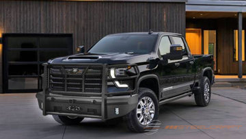 Black Chevrolet Silverado showing off    Steelcraft HD Front Bumper Replacement for 2024-2025 Chevrolet Silverado 2500 and 3500 HD
