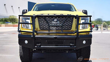 Steelcraft HD Front Bumper Replacements | 2016-2024 Nissan Titan XD  With Receiver & Accomodates Front Camera | Black Model HD14080RC