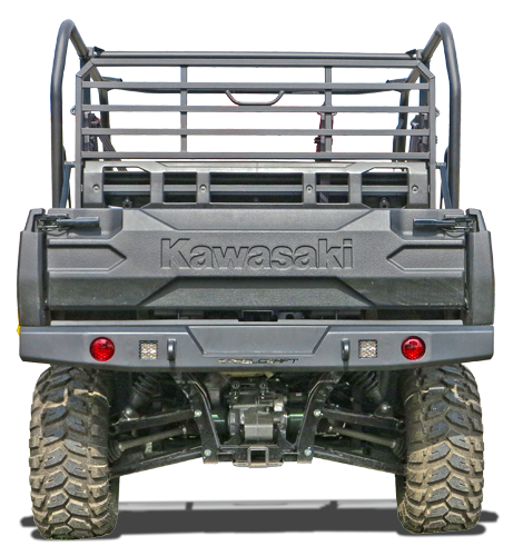 KAWASAKI MULE PRO-FXT REAR BUMPER REPLACEMENT3mm (1/8") sheet metal construction3" cube & shackle readyStreamlined designRelocated OE brake lights